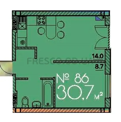 Однокімнатна квартира · 31.1 м² · ЖК Рю Менар